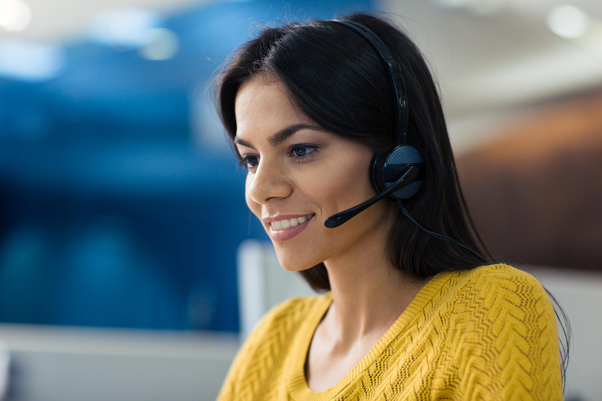 Businesswoman in headphones